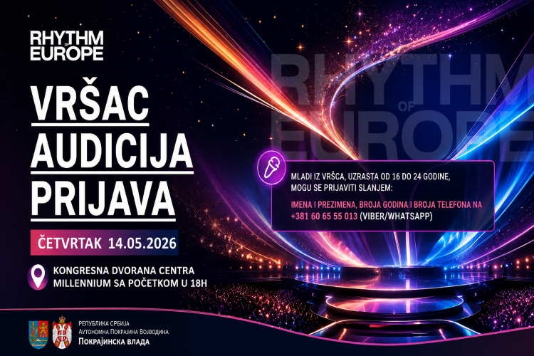 ВРШАЦ У РИТМУ ЕВРОПЕ – ВЕЛИКА АУДИЦИЈА ЗА МЛАДЕ ТАЛЕНТЕ...
